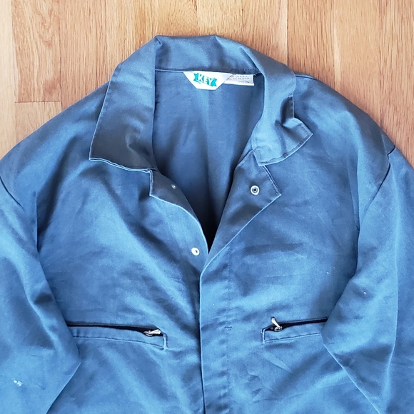 Vintage Key Coverall Made In USA Mechanic One Piece 44 Short Green Distressed - Picture 2 of 11